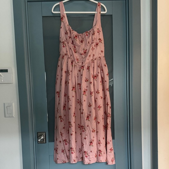🌸REFORMATION BALIA🌸 Pink Floral Linen Dress size 12. Worn once, like new! - Picture 2 of 9